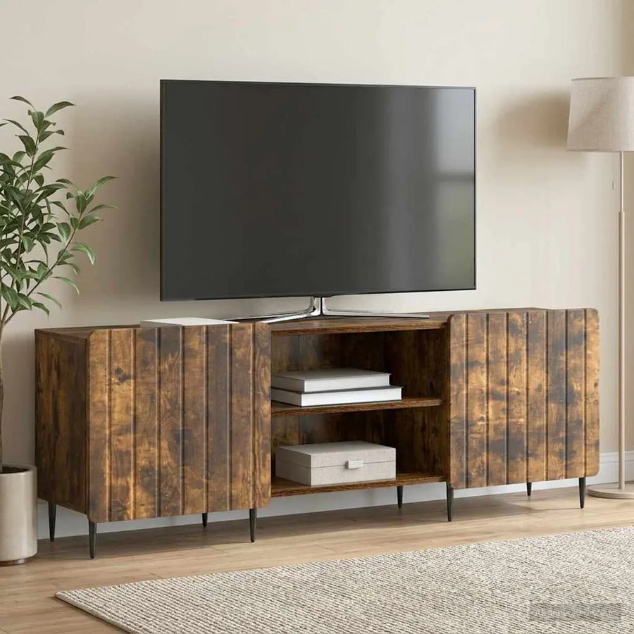 Meuble TV Chêne fumé 150 x 31 x 52 cm Bois d'ingénierie - 4
