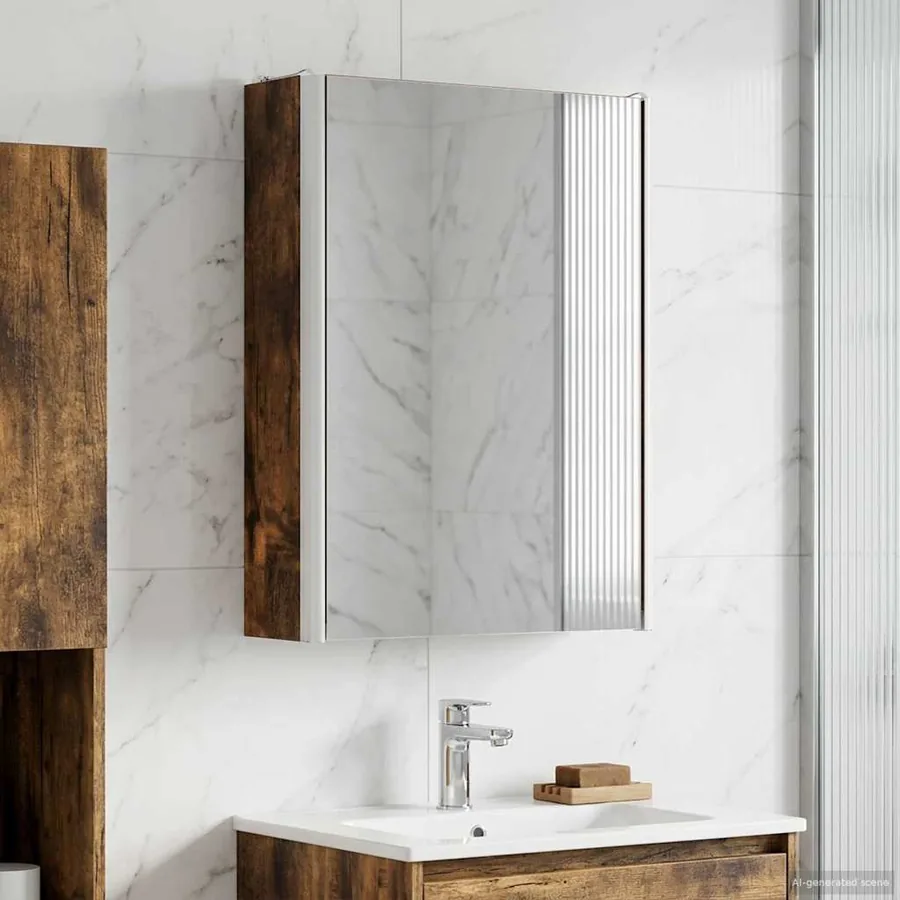 Armoire Miroir de Salle de Bain Chêne fumé 33 x 11,5 x 50 cm