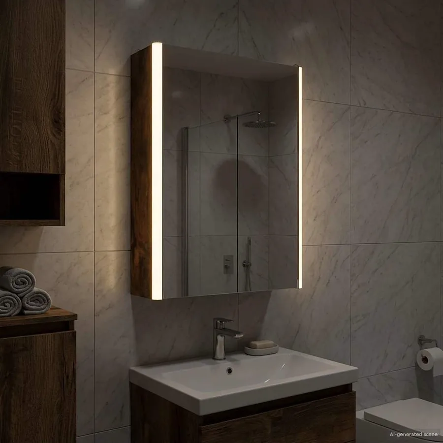 Armoire Miroir de Salle de Bain Chêne fumé 33 x 11,5 x 50 cm - 4