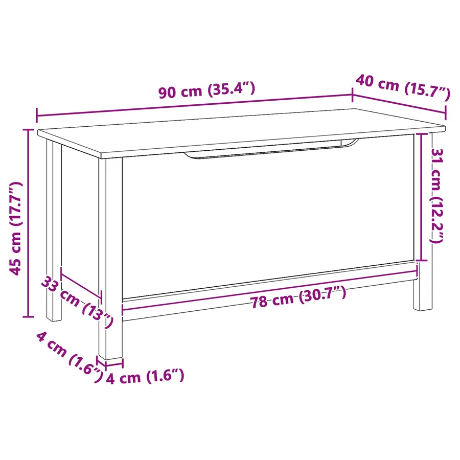 Boîte de rangement HILL Marron miel 90 x 40 x 45 cm Pin massif - 9