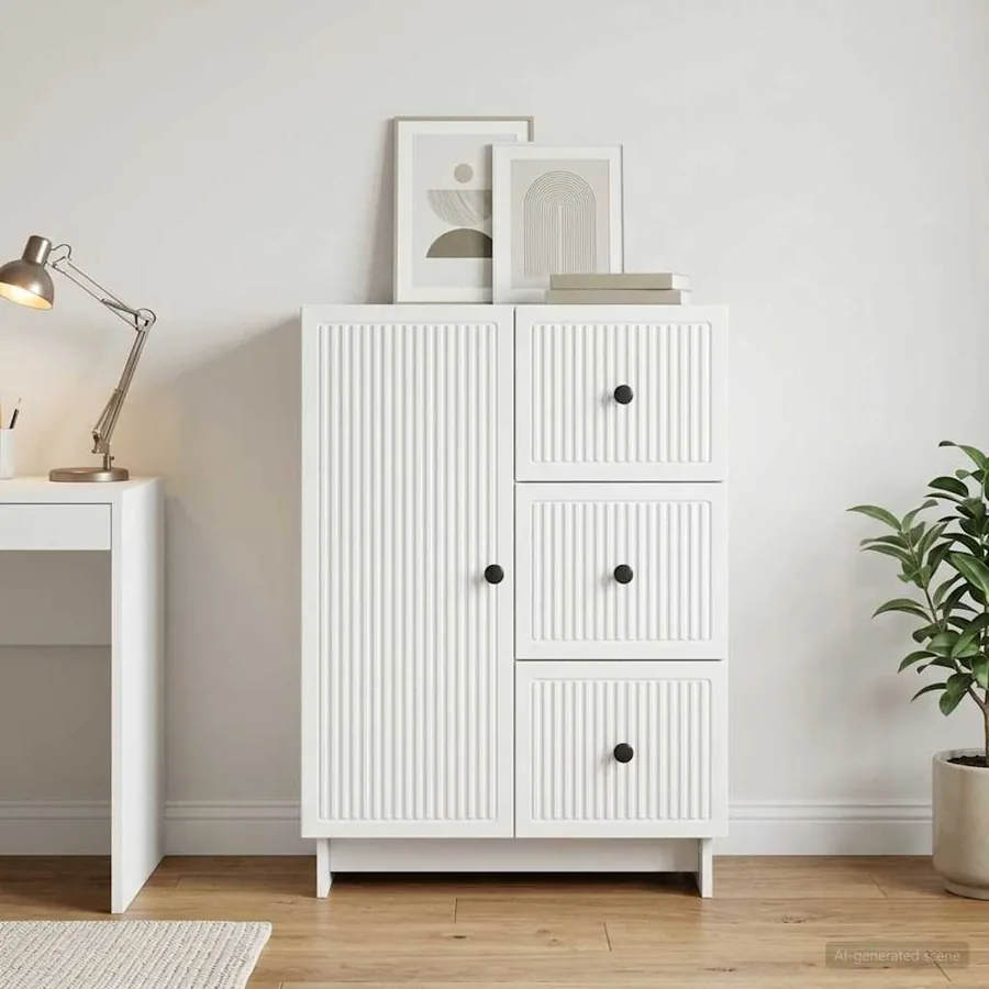 Buffet Blanc 66 x 34,5 x 90 cm Bois d'ingénierie