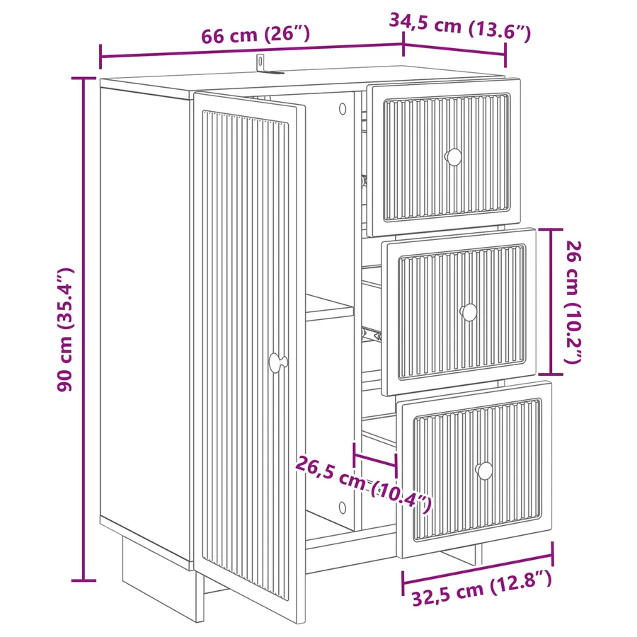 Buffet Blanc 66 x 34,5 x 90 cm Bois d'ingénierie - 11