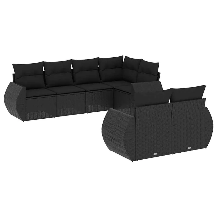 Salon de jardin 7 pcs avec coussins noir résine tressée 62 x 62 x 69 cm - 61,4 kg - 2