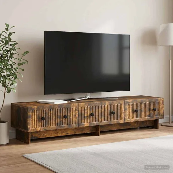 Meuble TV Chêne fumé 147 x 34,5 x 30 cm Bois d'ingénierie