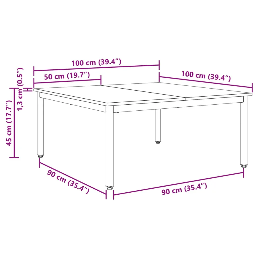 Table basse Chêne noir 100 x 100 x 45 cm Bois d'ingénierie - 11