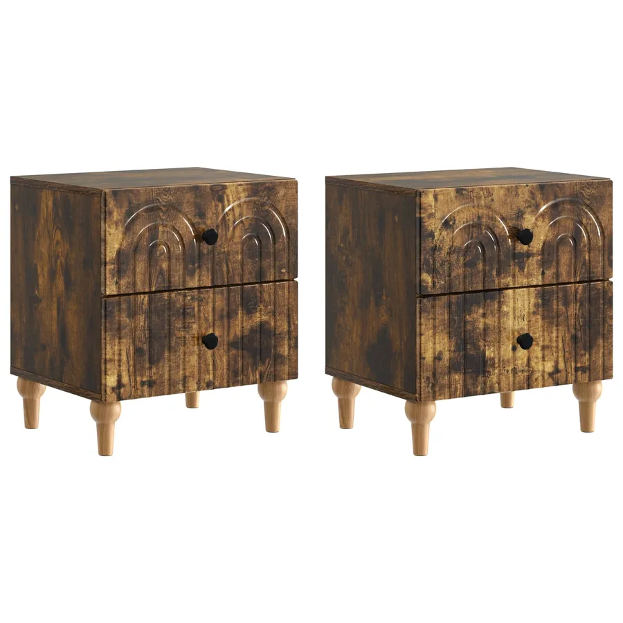 Cabinet de chevet 2 pcs Chêne fumé 43 x 34,5 x 48 cm - 2