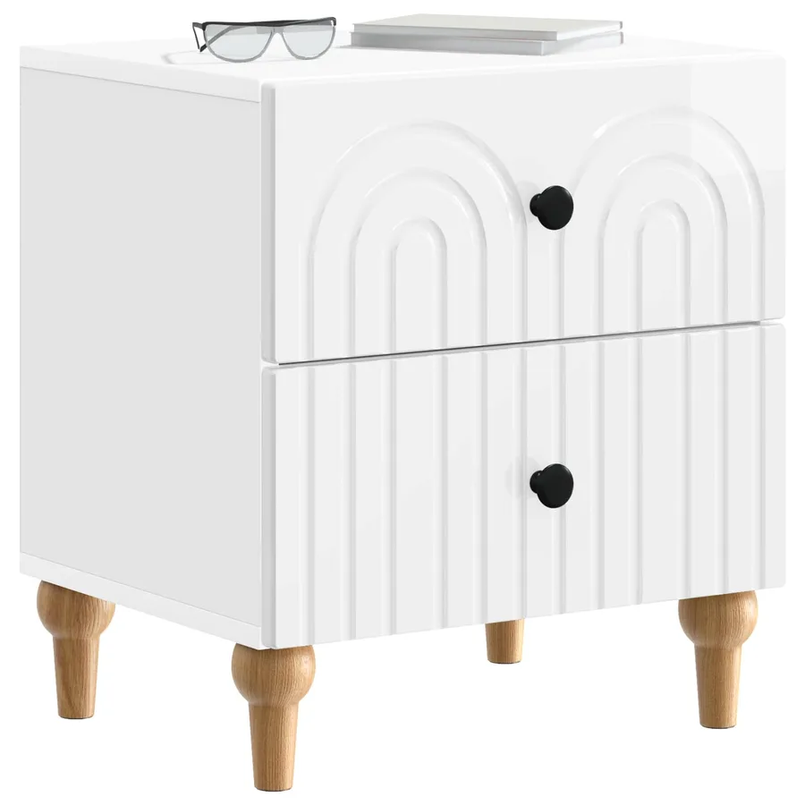 Cabinet de chevet 2 pcs Blanc brillant 43 x 34,5 x 48 cm - 3