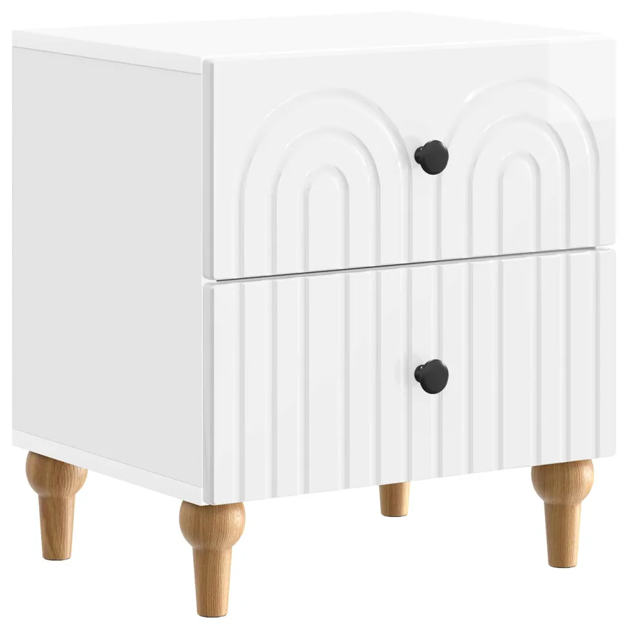 Cabinet de chevet 2 pcs Blanc brillant 43 x 34,5 x 48 cm - 5