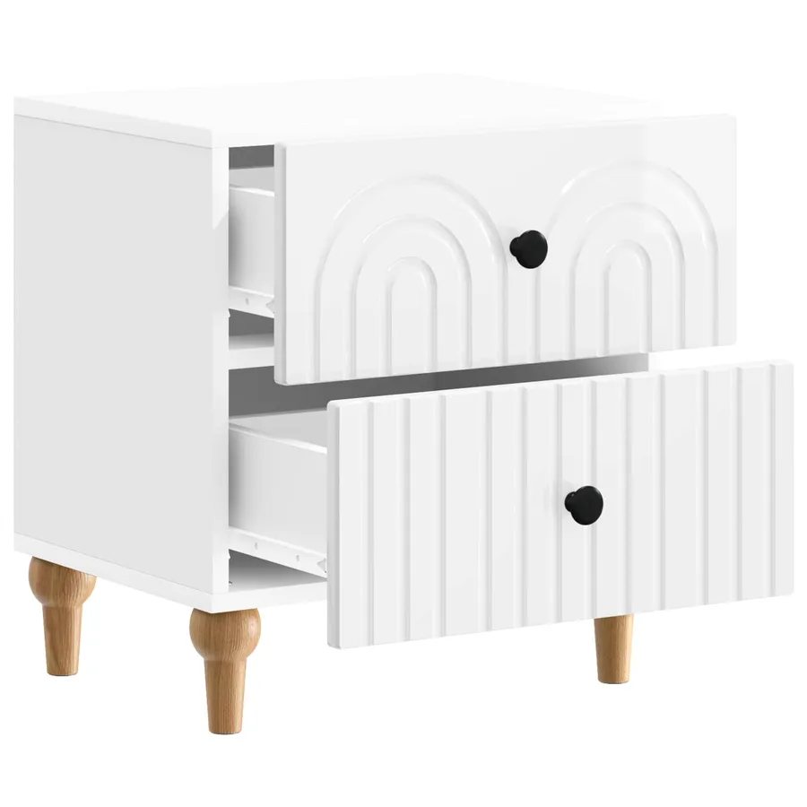 Cabinet de chevet 2 pcs Blanc brillant 43 x 34,5 x 48 cm - 6