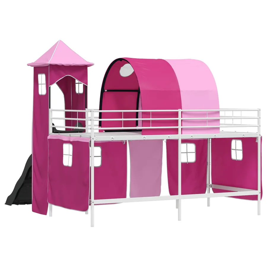 Lit mezzanine pour enfants Uni Blanc et rose 90 x 200 cm métal - 10