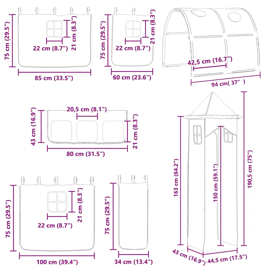 Lit mezzanine pour enfants Uni Blanc et rose 90 x 200 cm métal - 16
