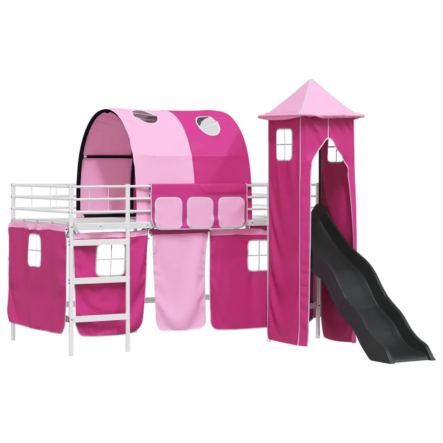 Lit mezzanine pour enfants Uni Blanc et rose 90 x 200 cm métal - 4