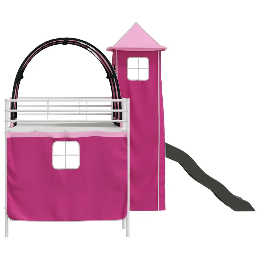 Lit mezzanine pour enfants Uni Blanc et rose 90 x 200 cm métal - 9