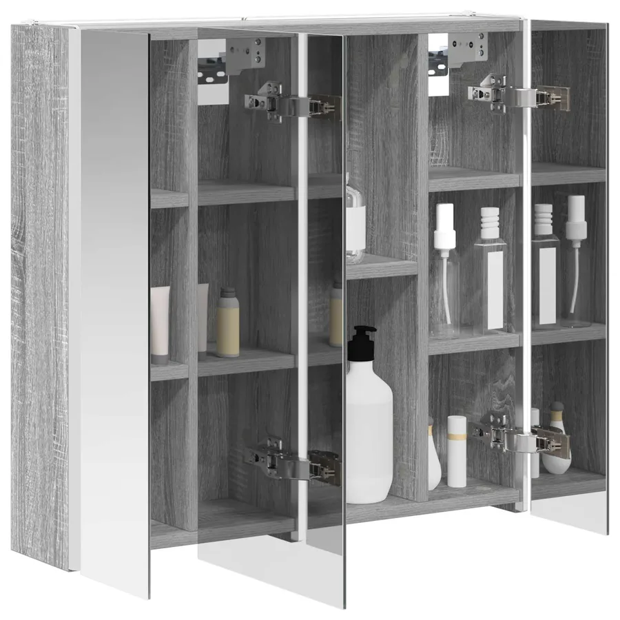 Armoire Miroir de Salle de Bain Gris Sonoma - 3