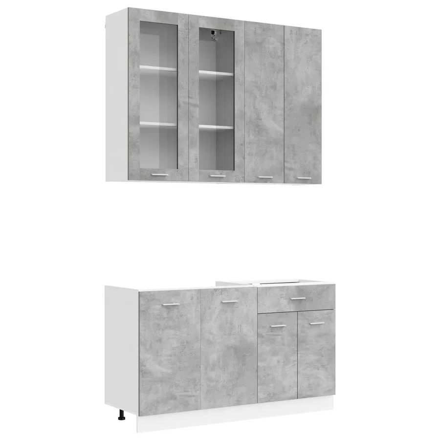 Unité de cuisine LYON 4 pcs Gris béton Bois d'ingénierie - 2