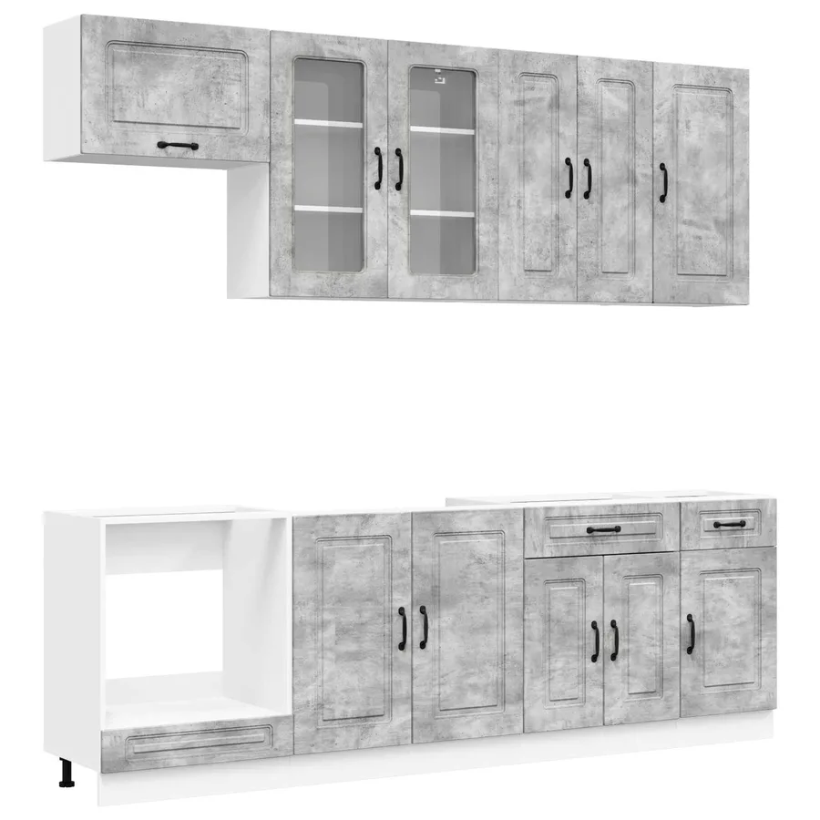 Unité de cuisine KALMAR 8 pcs Gris béton Bois d'ingénierie - 2