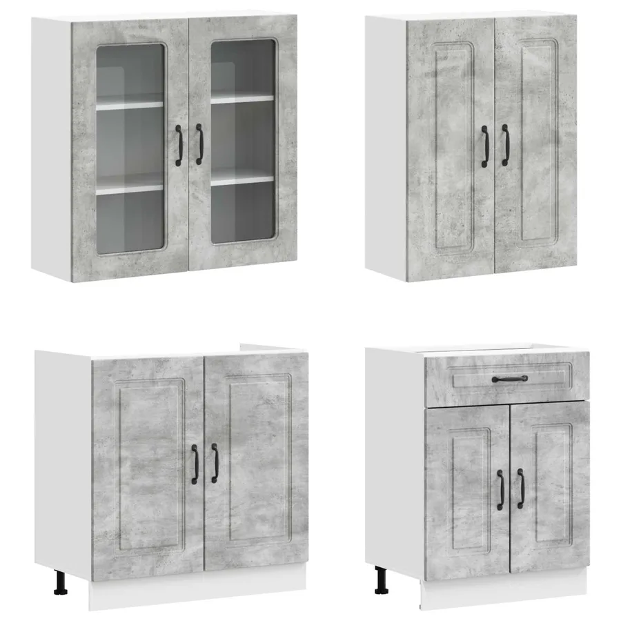 Unité de cuisine KALMAR 8 pcs Gris béton Bois d'ingénierie - 3