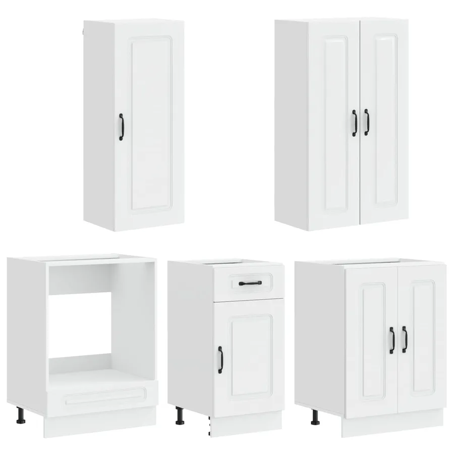 Unité de cuisine KALMAR 5 pcs Blanc brillant Bois d'ingénierie - 3