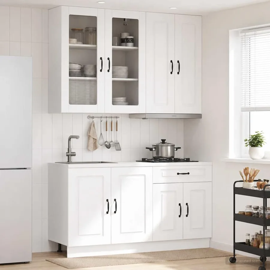 Unité de cuisine KALMAR 4 pcs Blanc Bois d'ingénierie