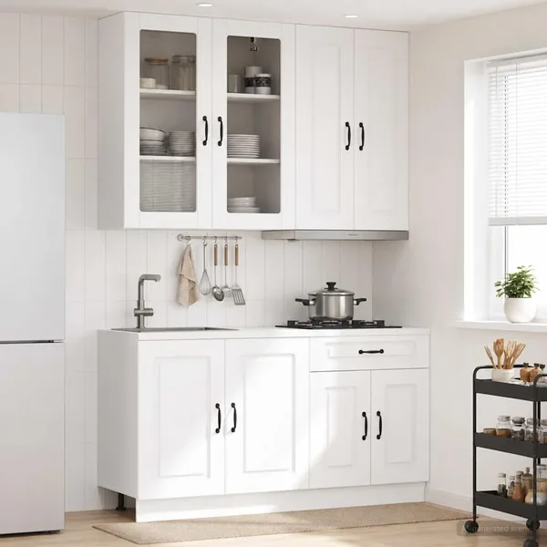 Unité de cuisine KALMAR 4 pcs Blanc Bois d'ingénierie
