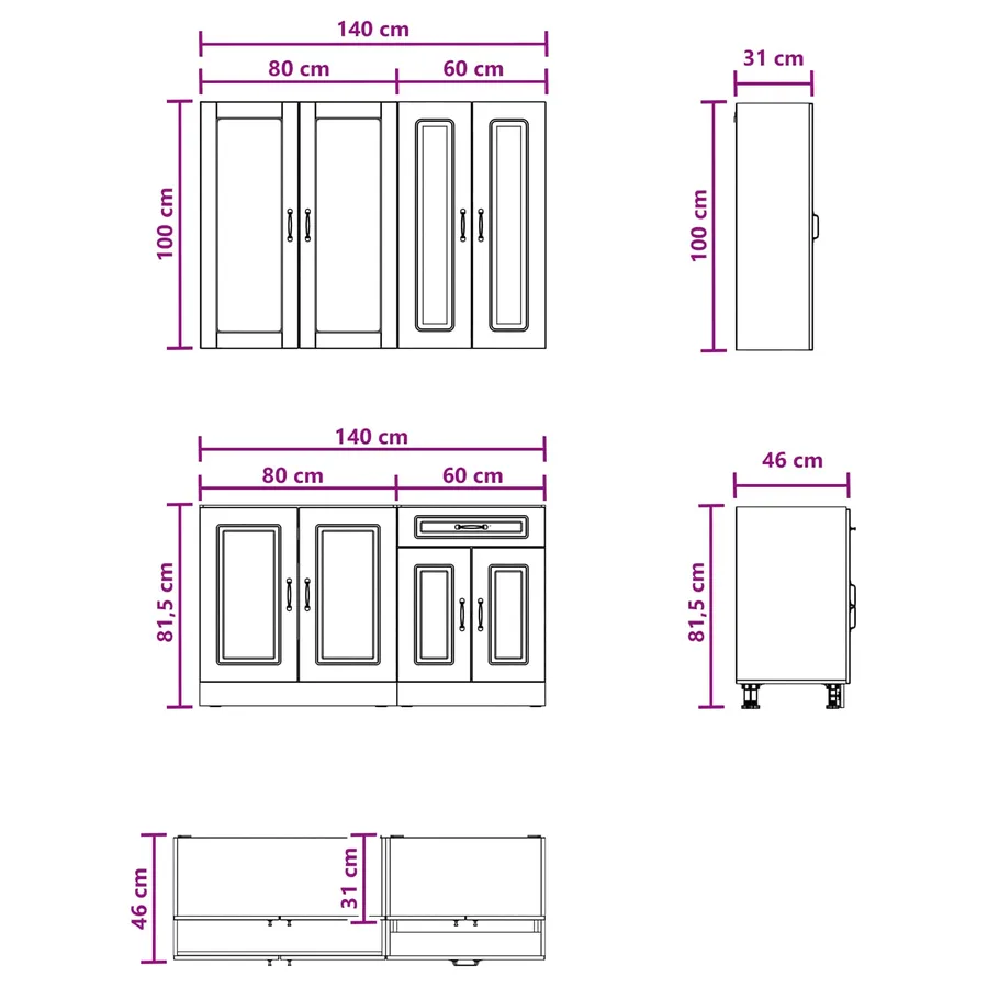Unité de cuisine KALMAR 4 pcs Blanc Bois d'ingénierie - 6