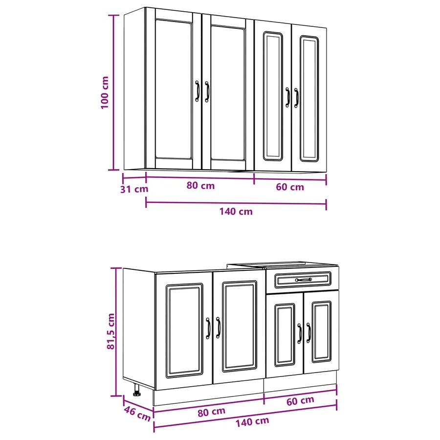 Unité de cuisine KALMAR 4 pcs Blanc Bois d'ingénierie - 7