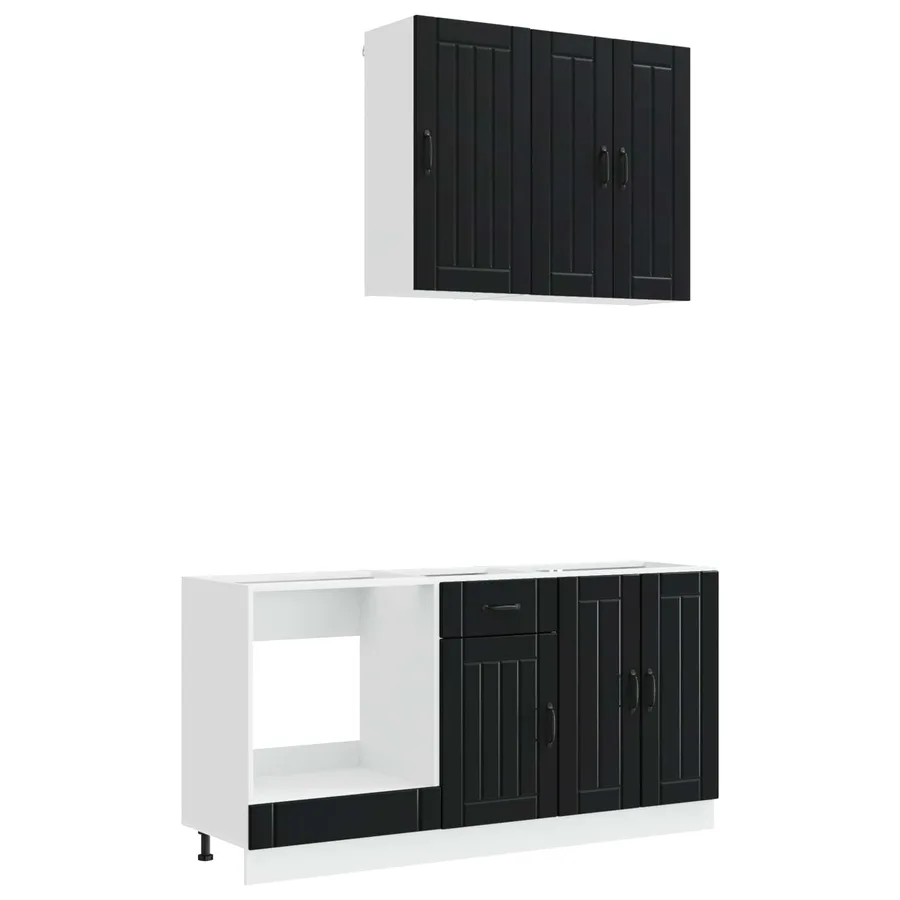 Unité de cuisine LUCCA 5 pcs Noir Bois d'ingénierie - 2