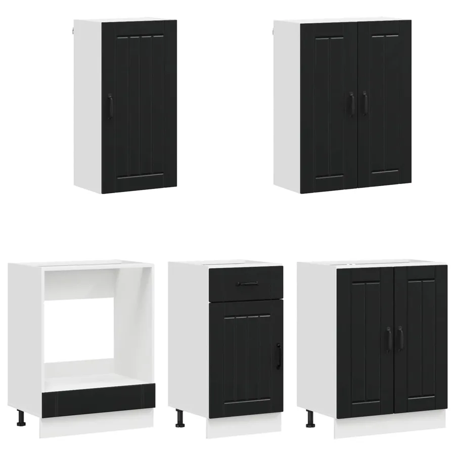 Unité de cuisine LUCCA 5 pcs Noir Bois d'ingénierie - 3
