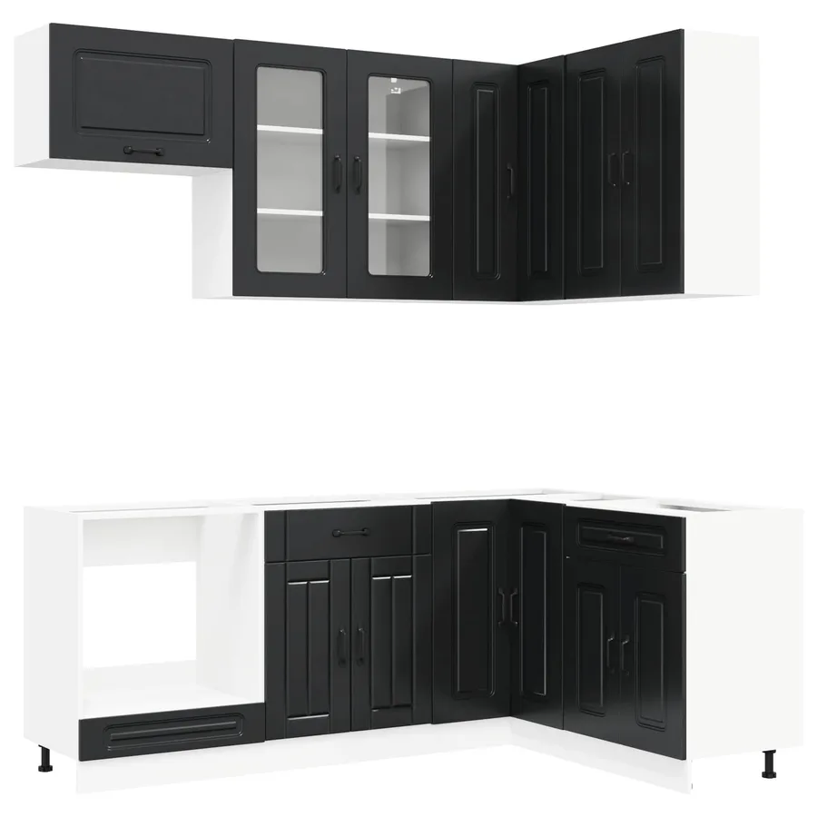 Unité de cuisine KALMAR 8 pcs Noir Bois d'ingénierie - 2