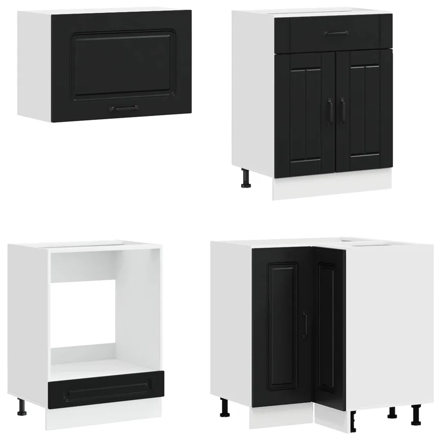 Unité de cuisine KALMAR 8 pcs Noir Bois d'ingénierie - 4