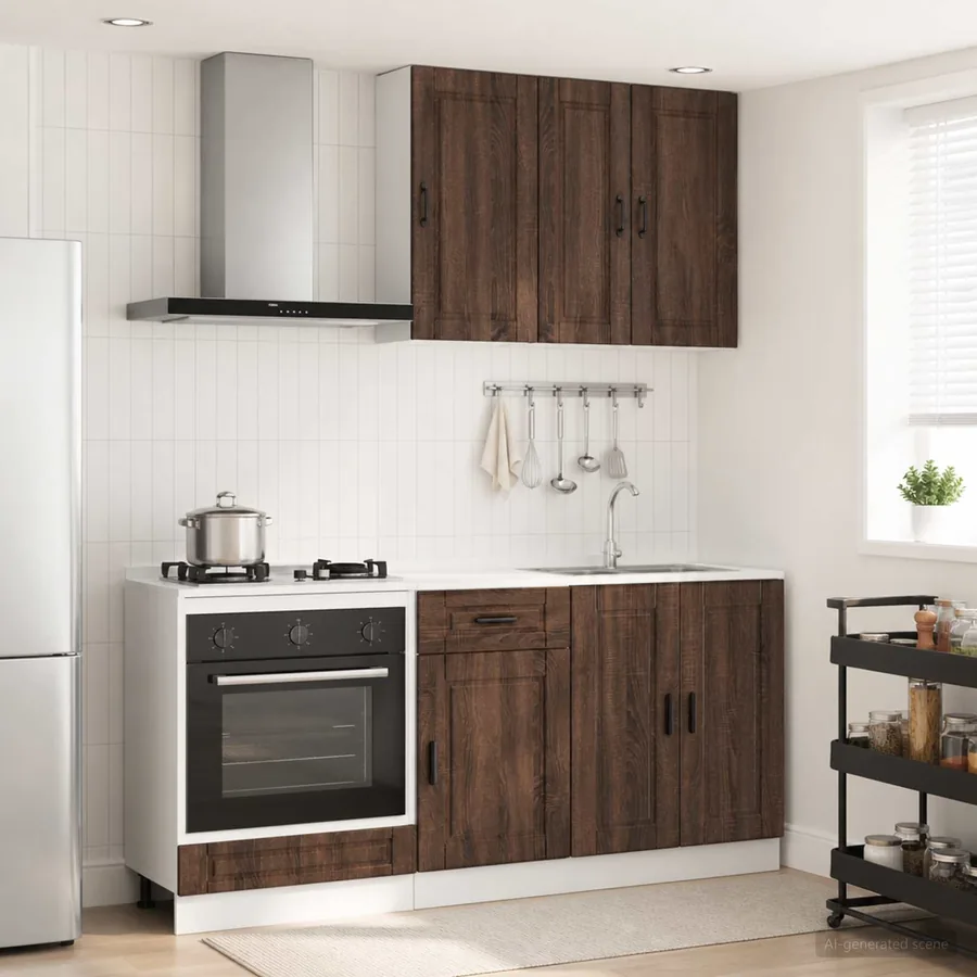 Unité de cuisine PORTO 5 pcs Chêne brun Bois d'ingénierie