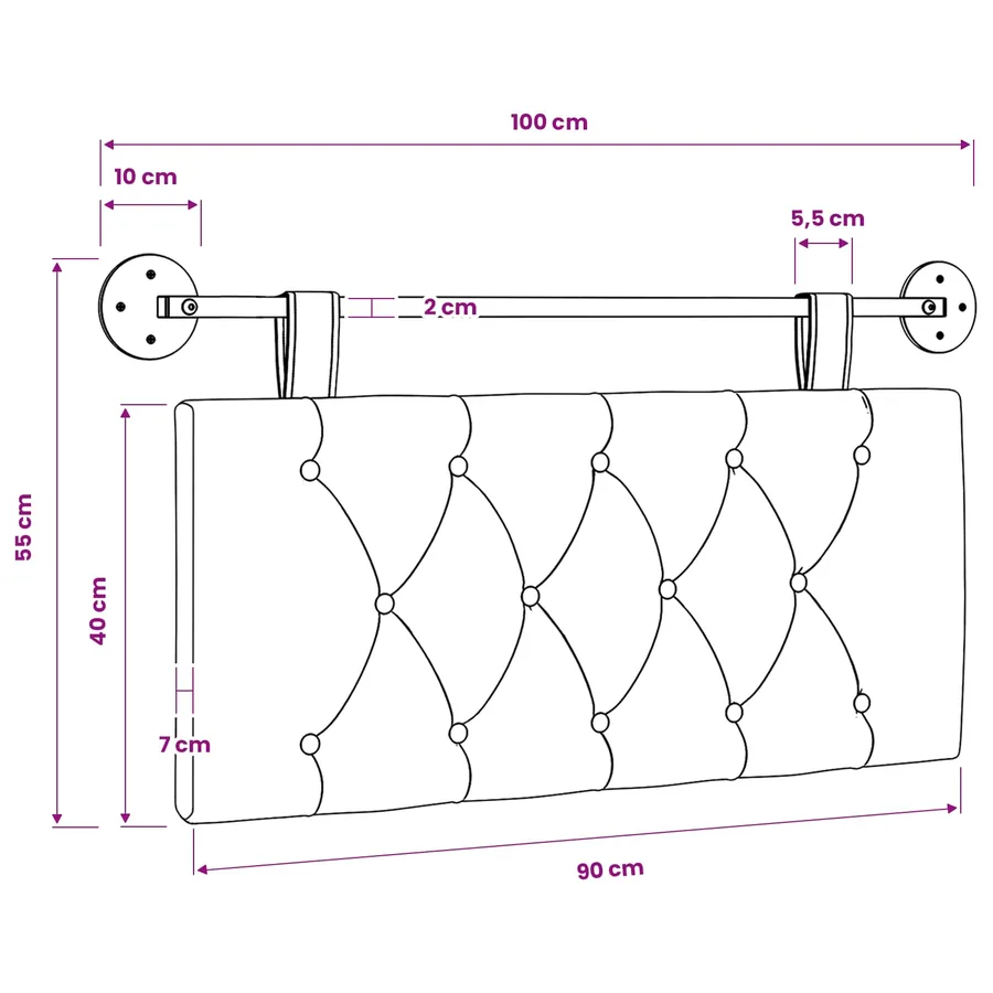 Tête de lit suspendue Blanc Tissu - 11