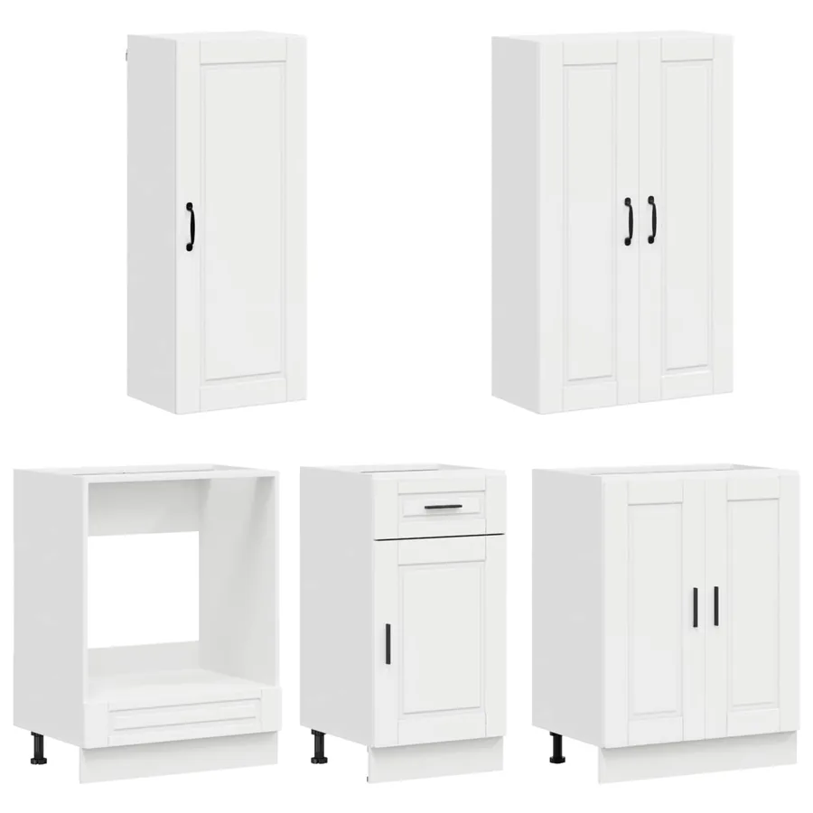 Unité de cuisine PORTO 5 pcs Blanc brillant Bois d'ingénierie - 3
