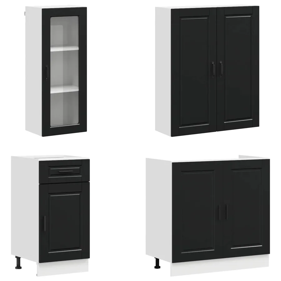 Unité de cuisine PORTO 8 pcs Noir Bois d'ingénierie - 3