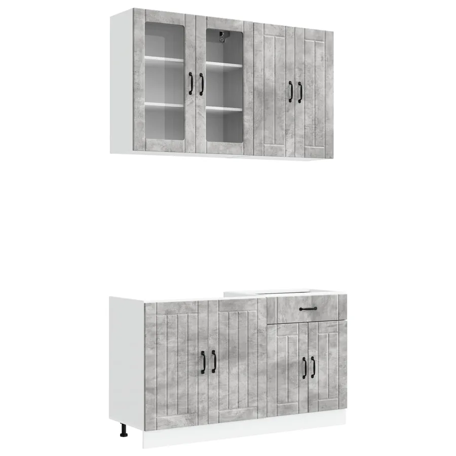 Unité de cuisine LUCCA 4 pcs Gris béton Bois d'ingénierie - 2