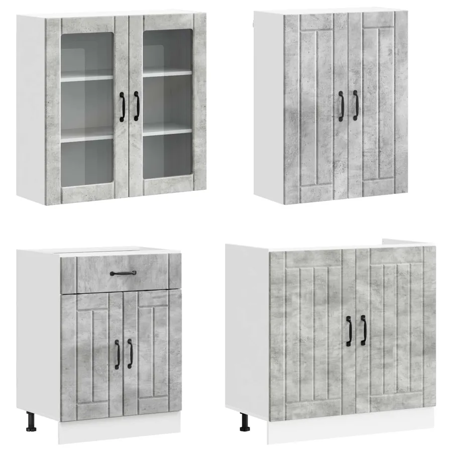 Unité de cuisine LUCCA 4 pcs Gris béton Bois d'ingénierie - 3