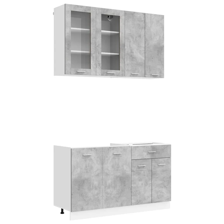Unité de cuisine LYON 4 pcs Gris béton Bois d'ingénierie - 2