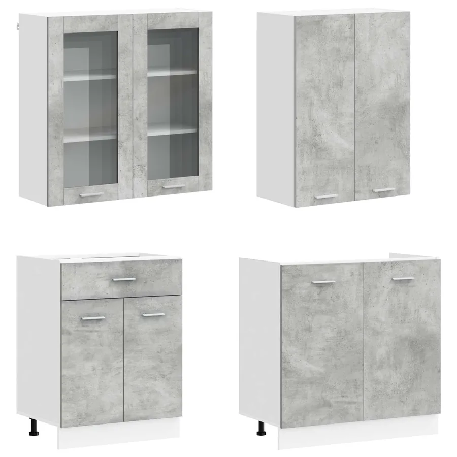 Unité de cuisine LYON 4 pcs Gris béton Bois d'ingénierie - 3