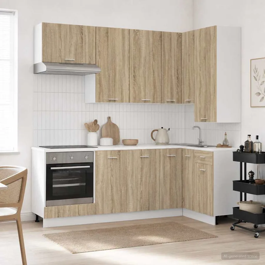 Unité de cuisine LYON 8 pcs Chêne Sonoma Bois d'ingénierie