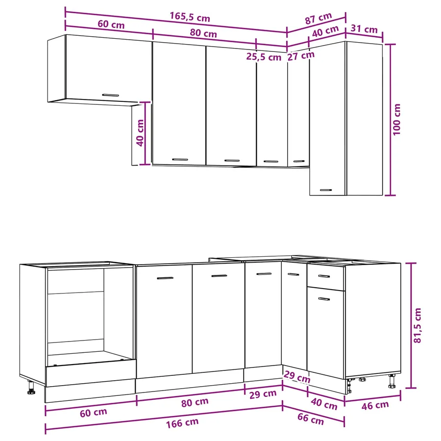 Unité de cuisine LYON 8 pcs Chêne Sonoma Bois d'ingénierie - 9