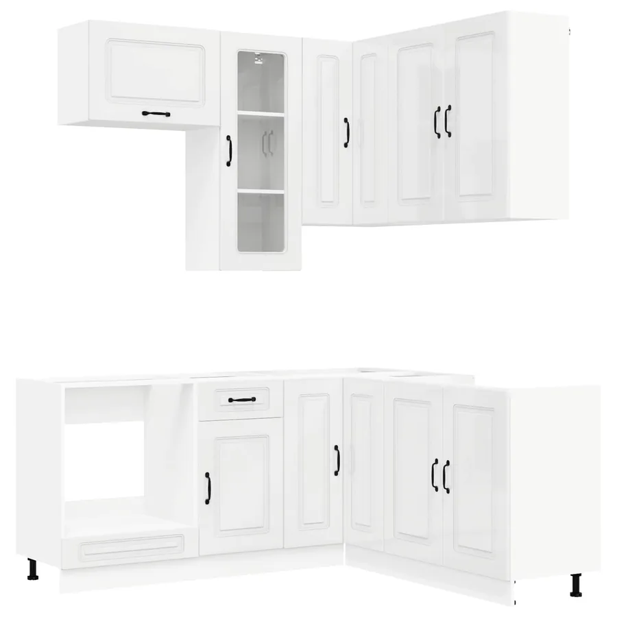 Unité de cuisine KALMAR 8 pcs Blanc brillant Bois d'ingénierie - 2