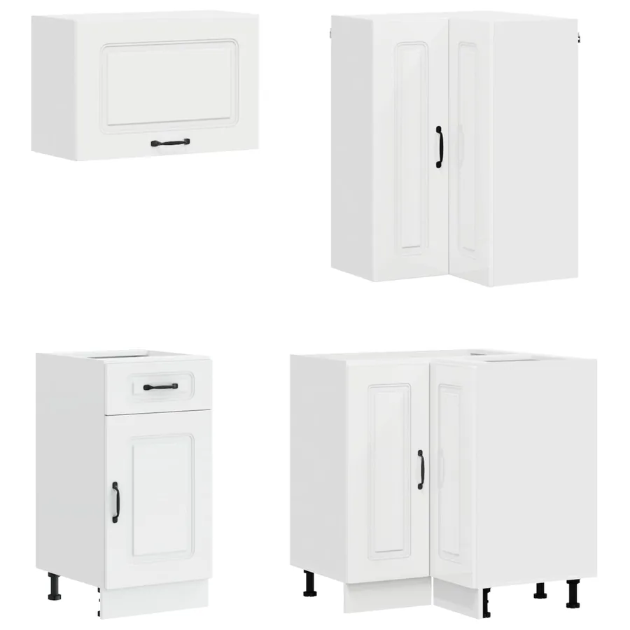 Unité de cuisine KALMAR 8 pcs Blanc brillant Bois d'ingénierie - 4