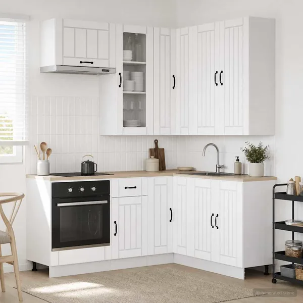 Unité de cuisine LUCCA 8 pcs Blanc Bois d'ingénierie