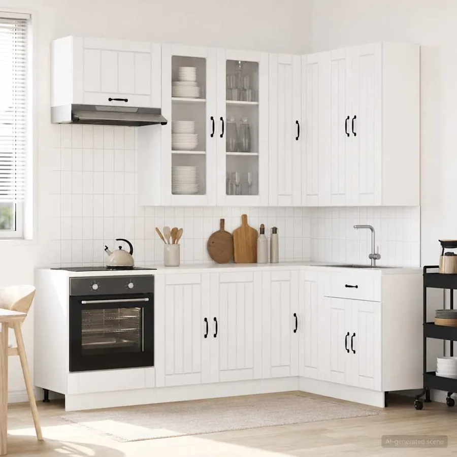 Unité de cuisine LUCCA 8 pcs Blanc brillant Bois d'ingénierie