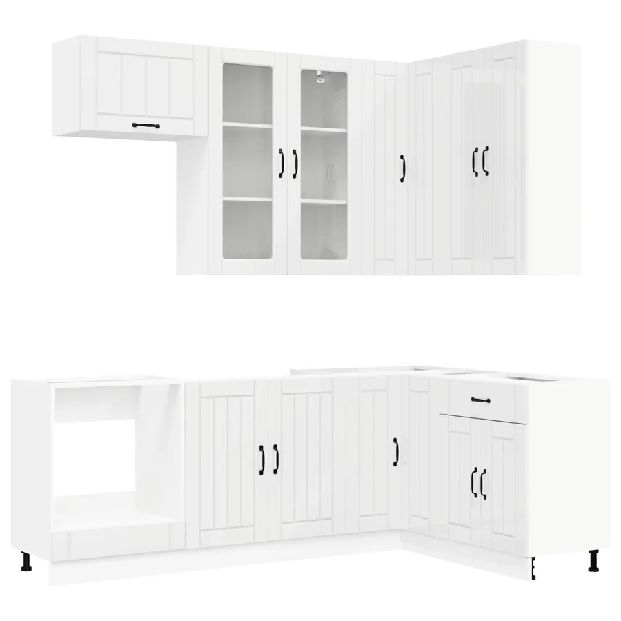 Unité de cuisine LUCCA 8 pcs Blanc brillant Bois d'ingénierie - 2