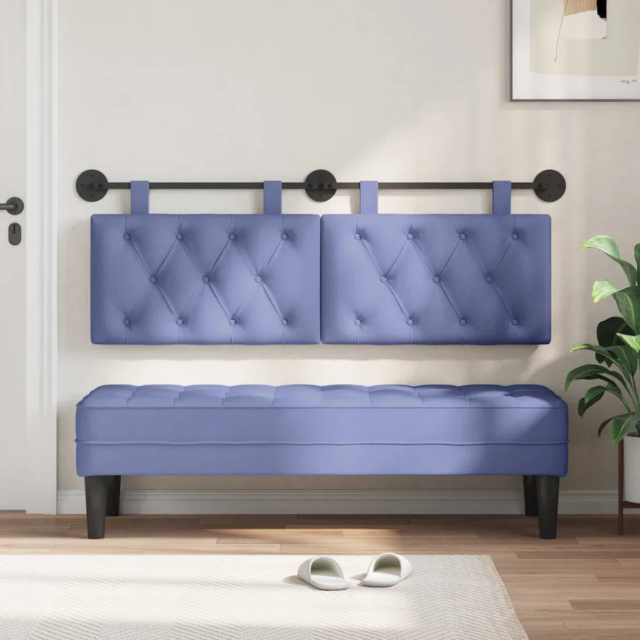 Tête de lit suspendue Bleu denim Tissu - 3