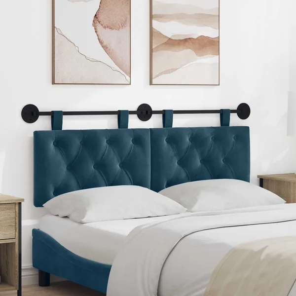 Tête de lit suspendue Avec lumière LED Bleu Velours
