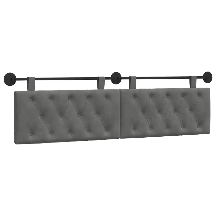 Tête de lit suspendue Avec lumière LED Gris foncé Velours - 2