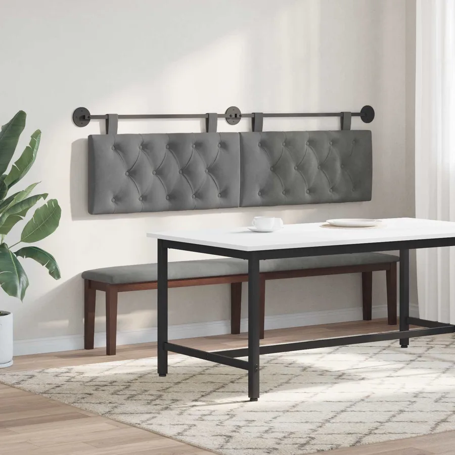 Tête de lit suspendue Avec lumière LED Gris foncé Velours - 4