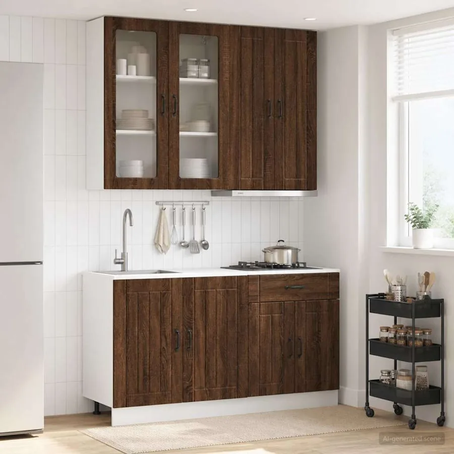 Unité de cuisine LUCCA 4 pcs Chêne brun Bois d'ingénierie